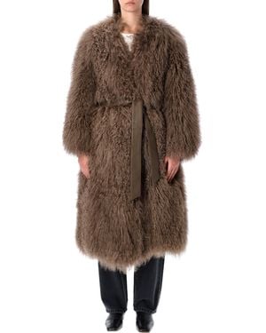 S.W.O.R.D Mongolian Shearling Maxi Coat - Brown
