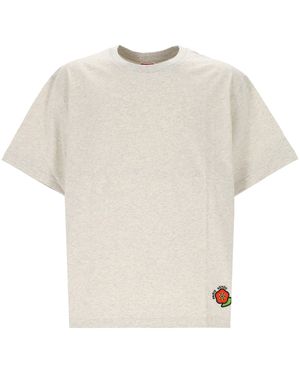 KENZO Lichtgrijs Geborduurd Logo T -shirt - Wit