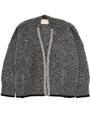 Circus Hotel Cardigan With Mouliné Workmanship - Grey