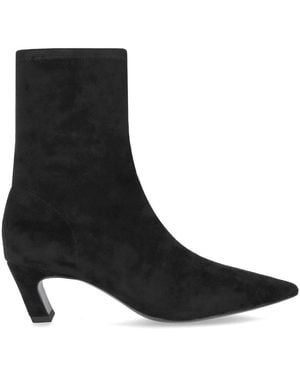 Ash Viva Suede Heeled Ankle Boot - Black