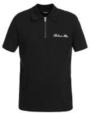 Balmain Polo With Zip Closure And Classic Collar - Schwarz