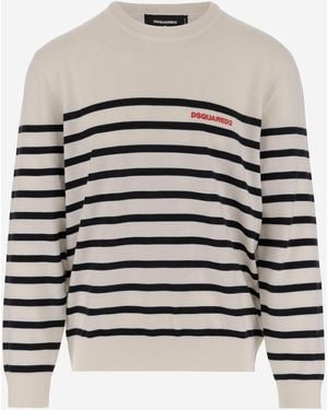 DSquared² Wool Sweater With Striped Pattern - Grau