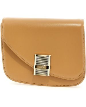 Ferragamo Borsa a tracolla Fiamma piccola in pelle beige - Neutro