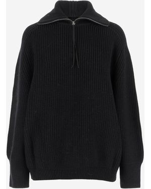 Carven Wool Zip Up Jumper - Black