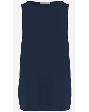 Allude Stretch Silk Top - Blue