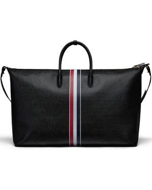 Thom Browne Bolso De Viaje Suave Con Rayas Rwb En Cuero Granulado Granulado - Negro