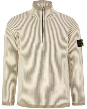 Stone Island Halb Reißverschluss Wollspringer - Natur