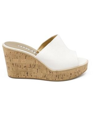 Walter Steiger Italian Leather Platform Cork Mules - White