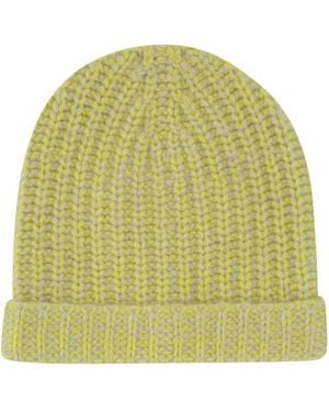 The Elder Statesman Two-Tone Cashmere Beanie Hat - Green