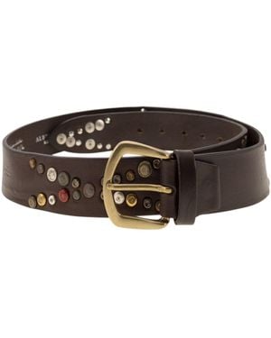Alberto Luti Studded Leather Belt - Grey