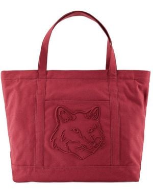 Maison Kitsuné Fox Head Gran Bolsa de compradores Kitsune Red de cuero - Rojo