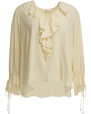 Chloé Silk Blouse With Ruffles - Natural