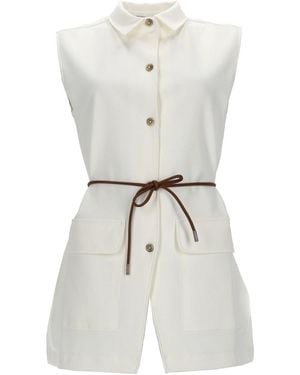 Herno Gilet With Belt Cotton Waistcoats & Gilets - White