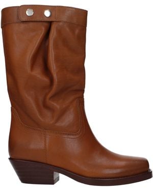 Isabel Marant Leather Block Heel Boots - Brown