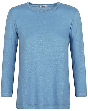Base London Linen Jersey Long Sleeve T Shirt - Blue