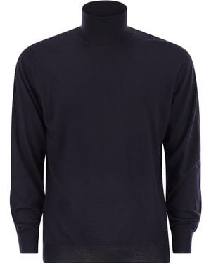 Fedeli Superfine Wool Turtleneck Derby - Blauw