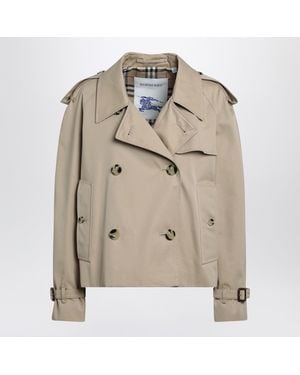 Burberry Cropped Heritage Trench Coat - Natural