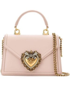 Dolce & Gabbana Small Leather Devotion Handtas - Roze