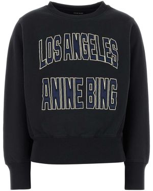 Anine Bing Harry Shrunken Sweatshirt La - Black