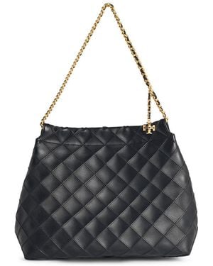 Tory Burch 'Fleming Hobo' Leather Bag - Black