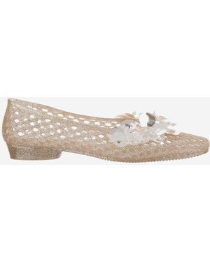 HEAVENLY JELLY Transparent Ballerina Flats With Decoration - Natural