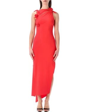 Coperni Asymmetric Flower Gown - Red
