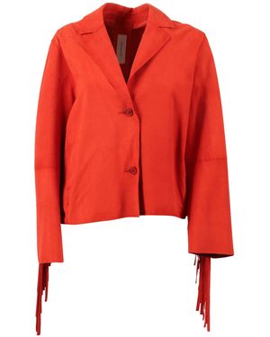 Bully WomanChaqueta De Cuero De Ante De Cabra - Rojo
