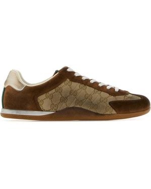Gucci Leather Upper And Rubber Sole Trainer - Brown