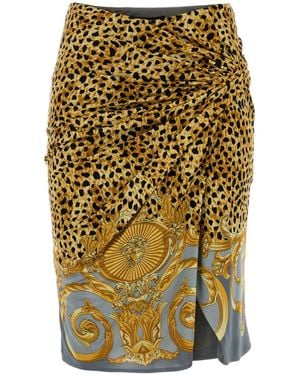 Versace Printed Gathered Jersey Miniskirt - Multicolour