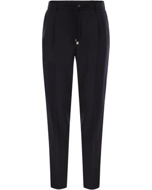 Peserico Virgin Wool Trousers - Blue