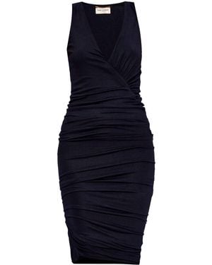 Saint Laurent V-Necked Sleelvess Dress - Black