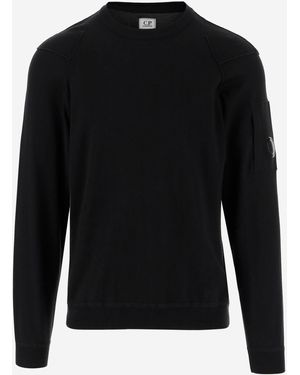 C.P. Company Sea Island Cotton Sweatshirt mit Logo - Schwarz