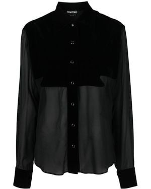 Tom Ford Blouse Met Vlakken - Zwart