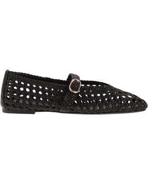 Stuart Weitzman Gewebte Nappaleder-Flats mit Riemen - Schwarz