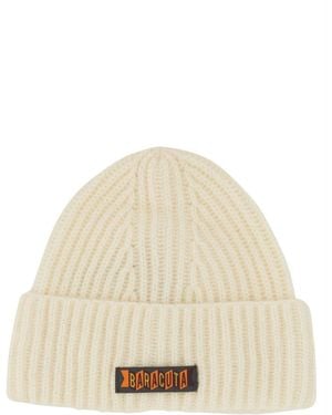Baracuta Beanie Hat With Logo Patch - Natural