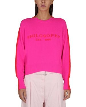 Philosophy Di Lorenzo Serafini Jersey With Logo Embroidery - Pink