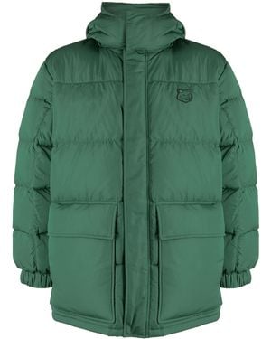 Maison Kitsuné Maison Kitsuné Kapuzenpuffer in Nylon mit Tonal Fox Head Patch - Grün