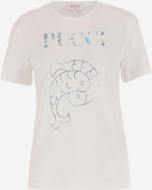 Emilio Pucci Katoenen T -shirt Met Logo - Wit