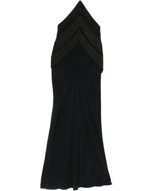 ANDAMANE Reina Halterneck Fringed Midi Dress - Black