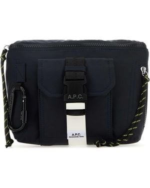 A.P.C. Navy Blue Canvas Trek Belt Bag - Black
