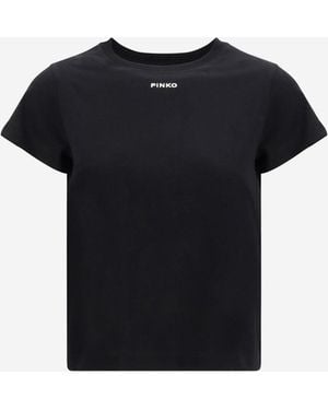 Pinko Basic Cotton T Shirt With Logo - Black