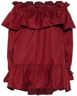 Saint Laurent Vestido Corto De Sarga De Algodon - Rojo