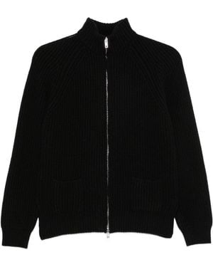 Base London Woll-Cardigan mit Reißverschluss - Schwarz