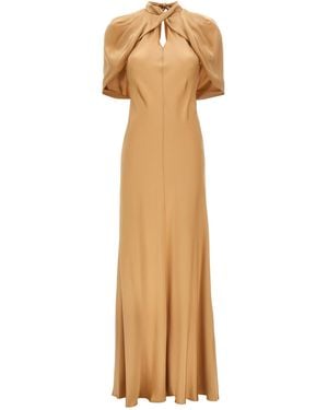 Alberta Ferretti Long Satin Dress Dresses - Natural