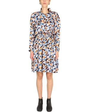KENZO Abstract Mock Collar Dress - White