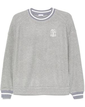 Brunello Cucinelli Logo Cotton Sweatshirt - Grijs