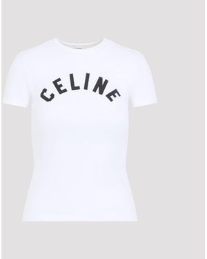 Celine Logo Graphic Cotton T-Shirt - White