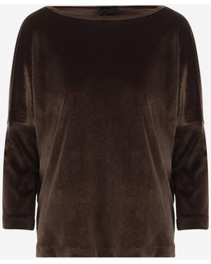 F.it Pull en Velours Extensible à Manches Longues - Noir