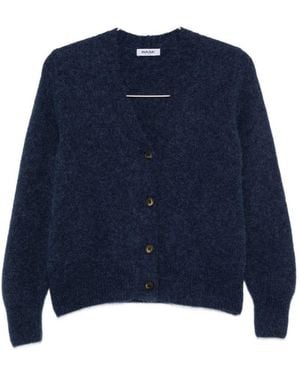 Base London Basiswollen Vest Met V-hals - Blauw