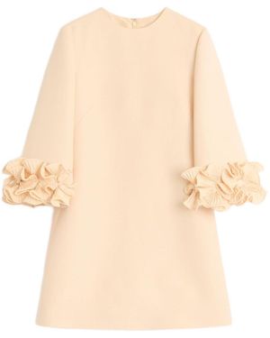Valentino Wool And Silk Short Dress - Natural
